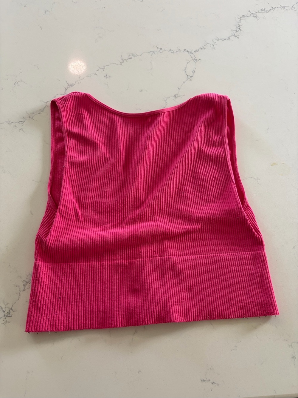 Bright Pink Ribbed Crop Tank Top - Women’s Small/Medium